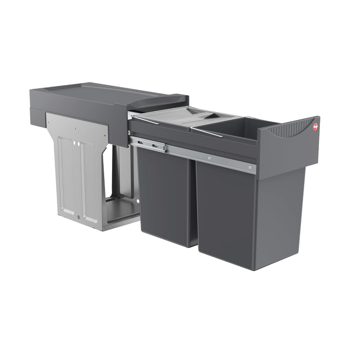 Hailo Abfallsammler Tandem 3666102 | für Schränke ab 300 mm Breite | Einbau Mülleimer 2 x 15L mit Bi