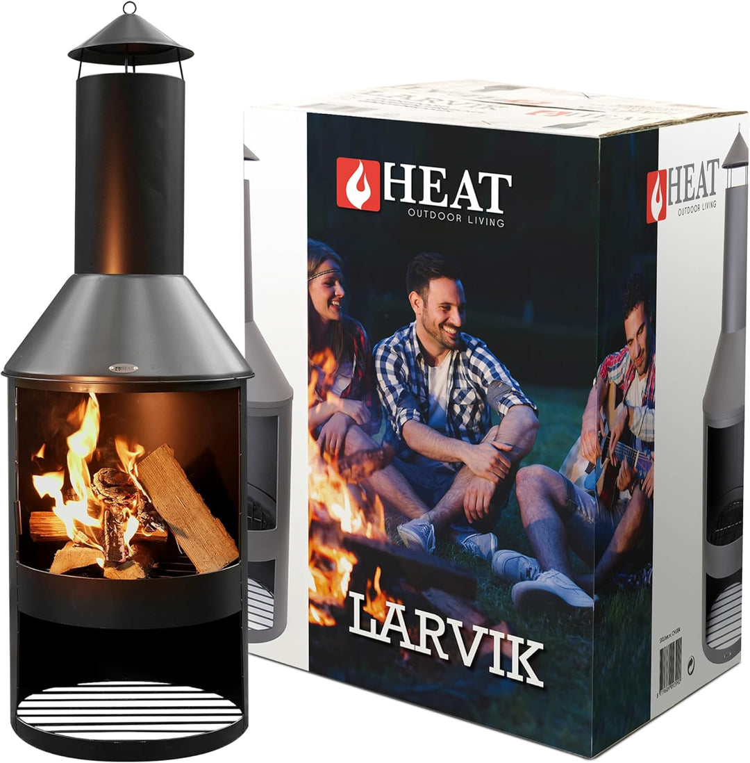Larvik - Terrassenofen - Feuertonne & Feuerstelle für entspannte Abende - Feuersäule Outdoor - Terra