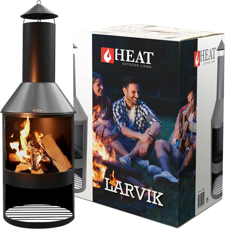 Larvik - Terrassenofen - Feuertonne & Feuerstelle für entspannte Abende - Feuersäule Outdoor - Terra