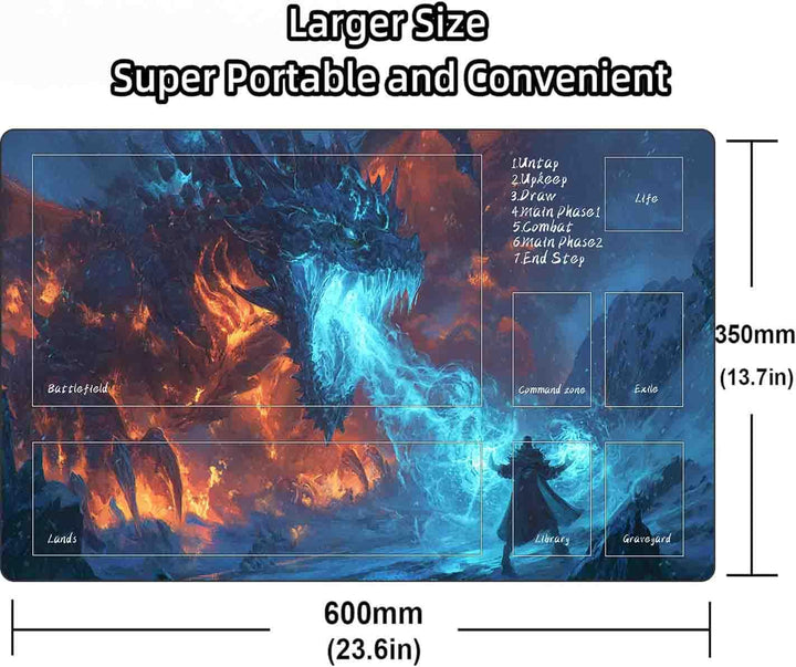 TCG MTG Spielmatte 24 × 14 - Premium-Spielmatte mit genähtem Rand mit glatter Stoffoberfläche und ru