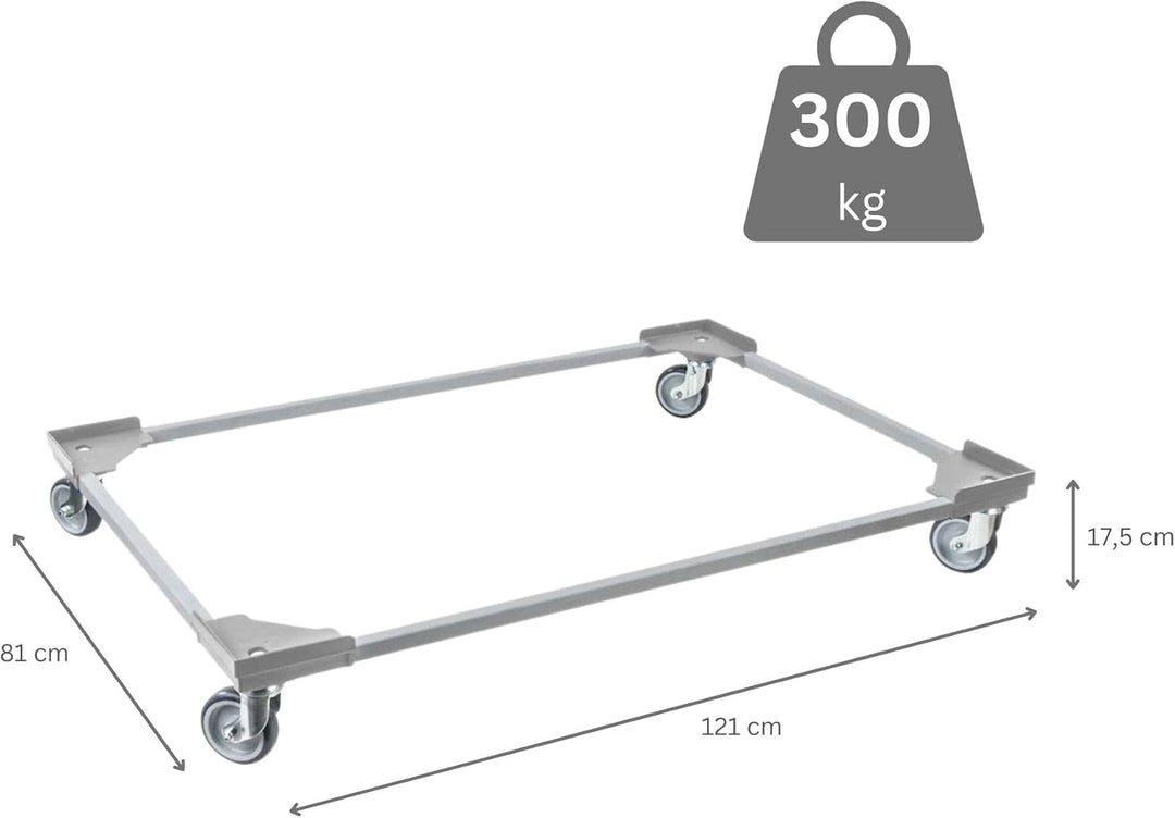 PROREGAL Profi-Flex Transportroller für Euroboxen 120x80cm mit Kunststoffräder grau | 4 Lenkrollen |