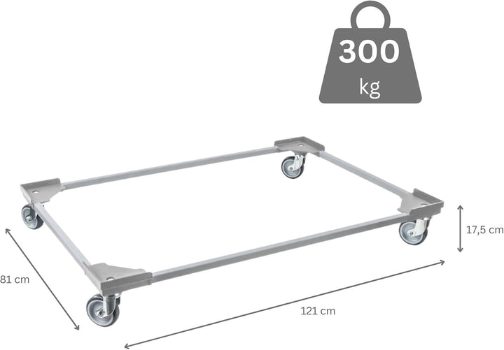 PROREGAL Profi-Flex Transportroller für Euroboxen 120x80cm mit Kunststoffräder grau | 4 Lenkrollen |