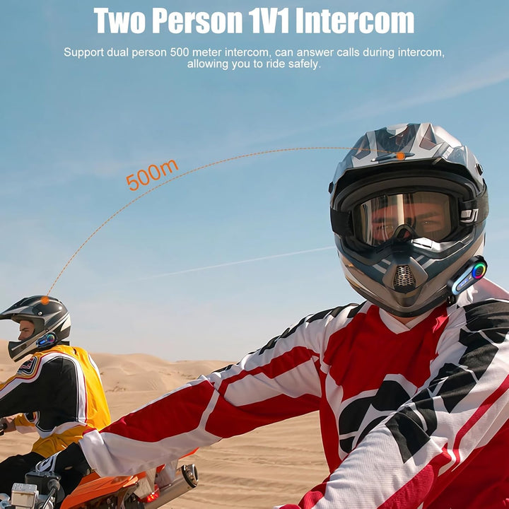 OBEST Motorrad Headset Intercom, Motorrad Helm Headset Bluetooth 5.3, Geräuschunterdrückung Kopfhöre