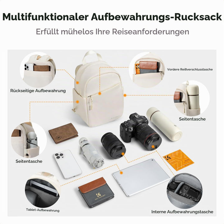 K&amp;F CONCEPT Täglicher Kamerarucksack, Fotorucksack Klein Tragbar mit Verstellbarem Schultergurt für