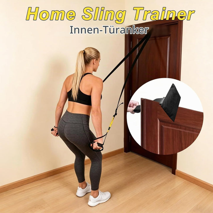 Sling Trainer, Schlingentrainer für Ein Ganzkörpertraining, Suspension Trainer mit Türanker Einstell