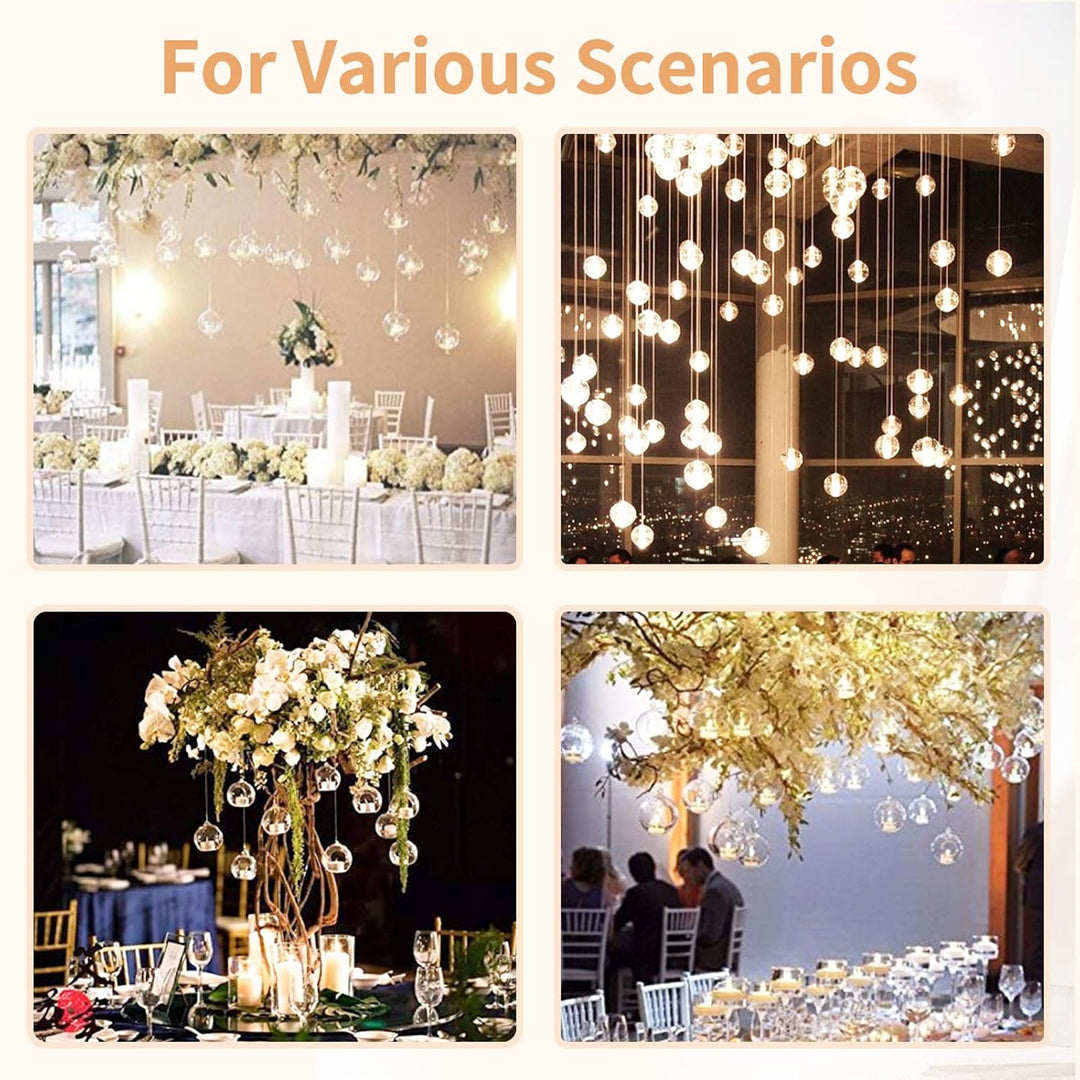 NUPTIO 12 Stücke 8cm Hängen Glaskugel Teelicht Kerzenhalter Hause Hochzeit Mittelstücke Decor Garten