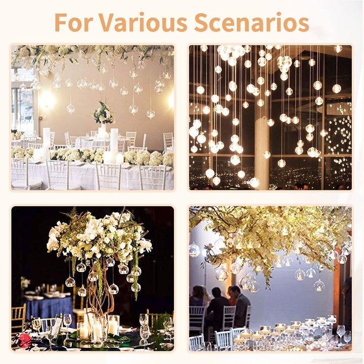 NUPTIO 12 Stücke 8cm Hängen Glaskugel Teelicht Kerzenhalter Hause Hochzeit Mittelstücke Decor Garten