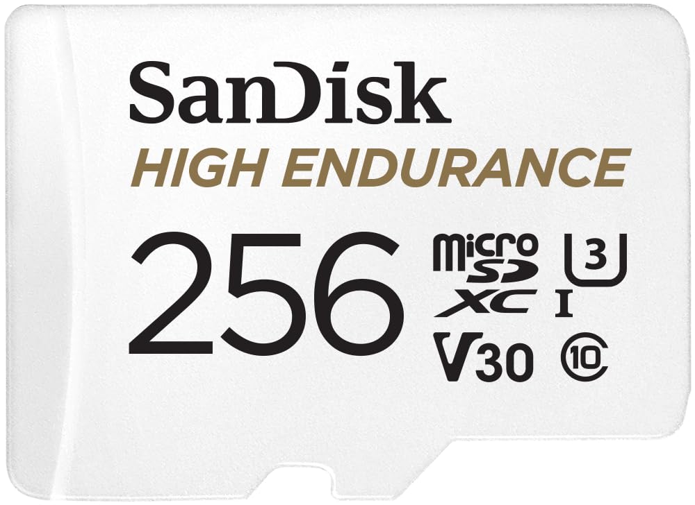 SanDisk High Endurance microSDXC Speicherkarte 256 GB + Adapter (Für Dash-Cams und private Überwachu