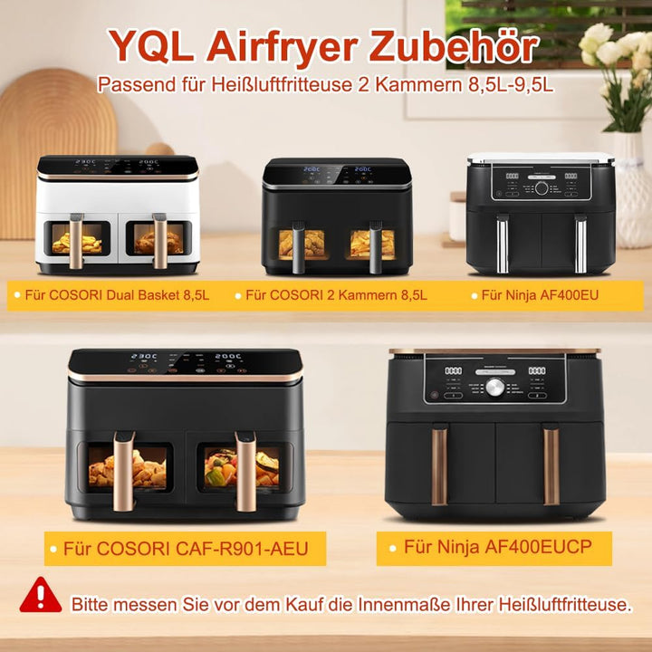 YQL Airfryer Zubehör für COSORI Heissluftfritteuse 2 Kammern 8,5L/Ninja AF400EUCP/DZ400EU, Hitzebest