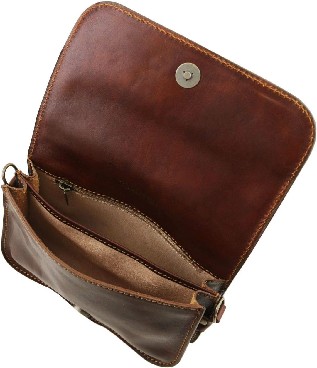 Tuscany Leather Carmen Umhängetasche aus Leder mit Umschlag Braun, Braun