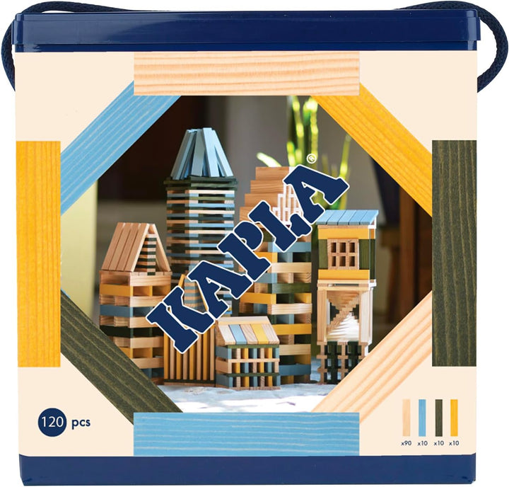 KAPLA - Baukasten mit 120 bunten Holzbrettchen (Natur, Hellblau, Gelb, Grün) , Spiele & Holzspielzeu