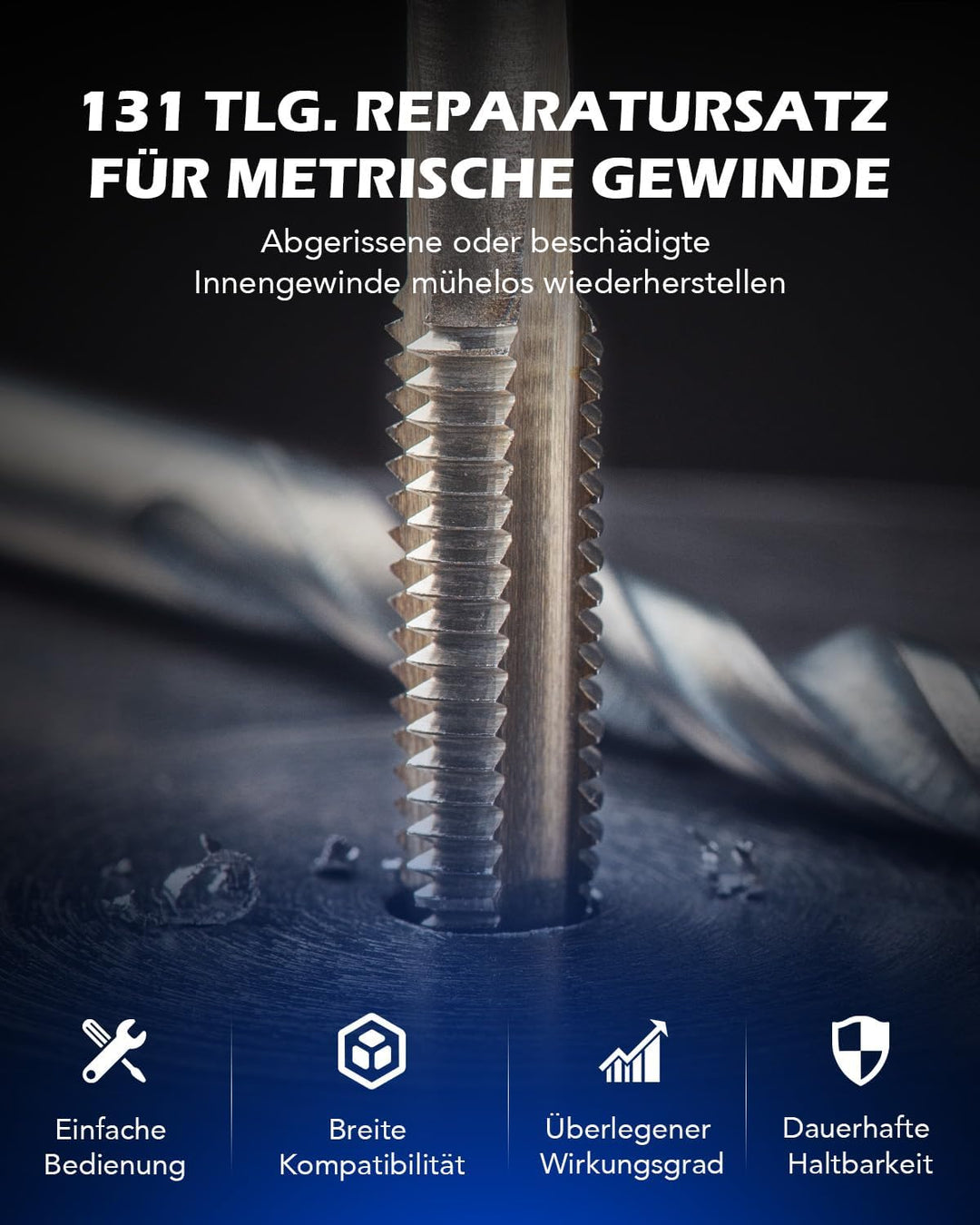 Orion Motor Tech 131-tlg Gewindereparatur Gewinde Reparatur Satz Gewindereparaturwerkzeuge mit Helic