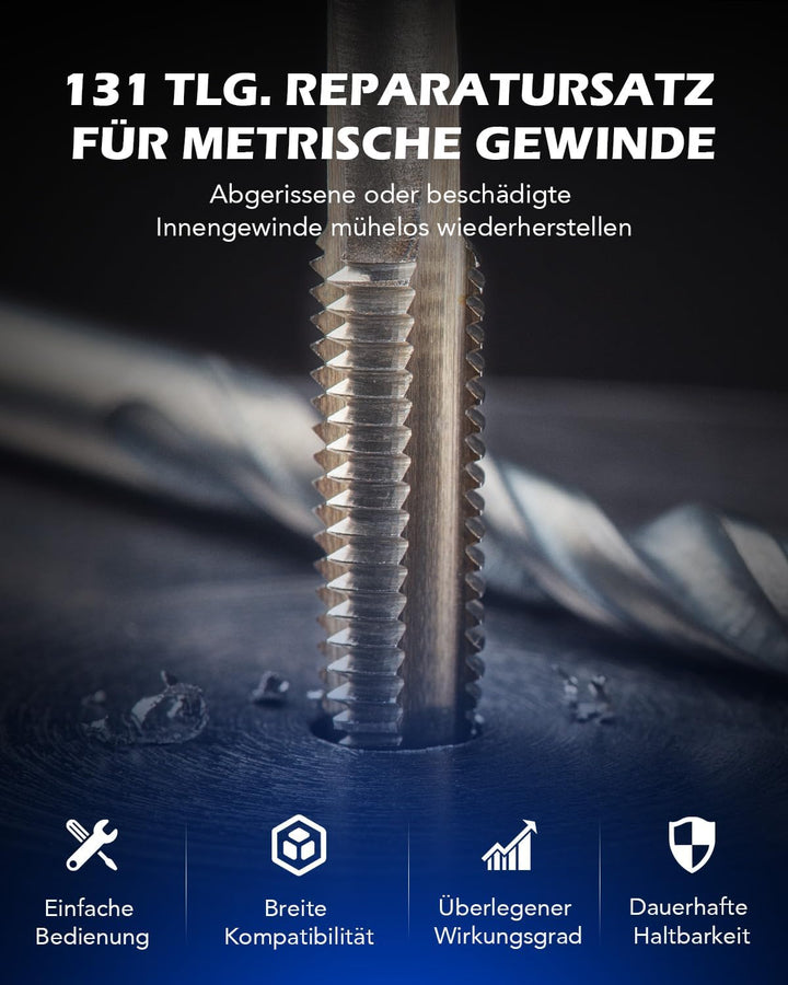 Orion Motor Tech 131-tlg Gewindereparatur Gewinde Reparatur Satz Gewindereparaturwerkzeuge mit Helic