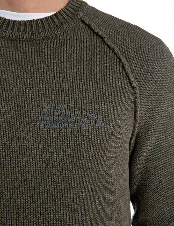 Replay Herren Pullover aus Baumwolle M Green Mud 212, M Green Mud 212