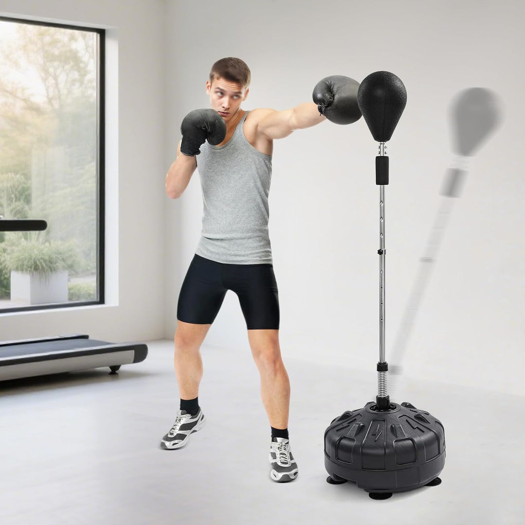 Punchingball Höhenverstellbar 120–160 cm, Stehender Boxstand mit 6 Saugnäpfen, 90° Rückprall & Stahl