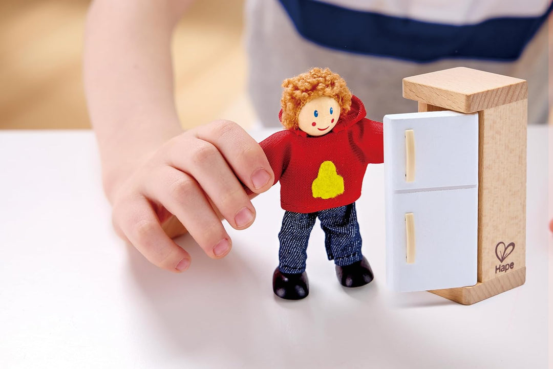 Hape Puppenfamilie Preisgekröntes Puppenfamilien-Set, einzigartiges Zubehör für Puppenhäuser aus Hol