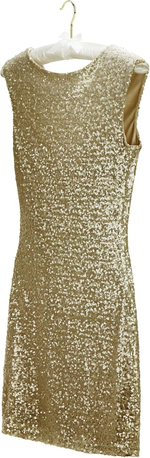 Hangerworld - Gepolsterte Satin Kleiderbügel mit goldenem Haken, 10 Stück - Cremefarben - 43cm