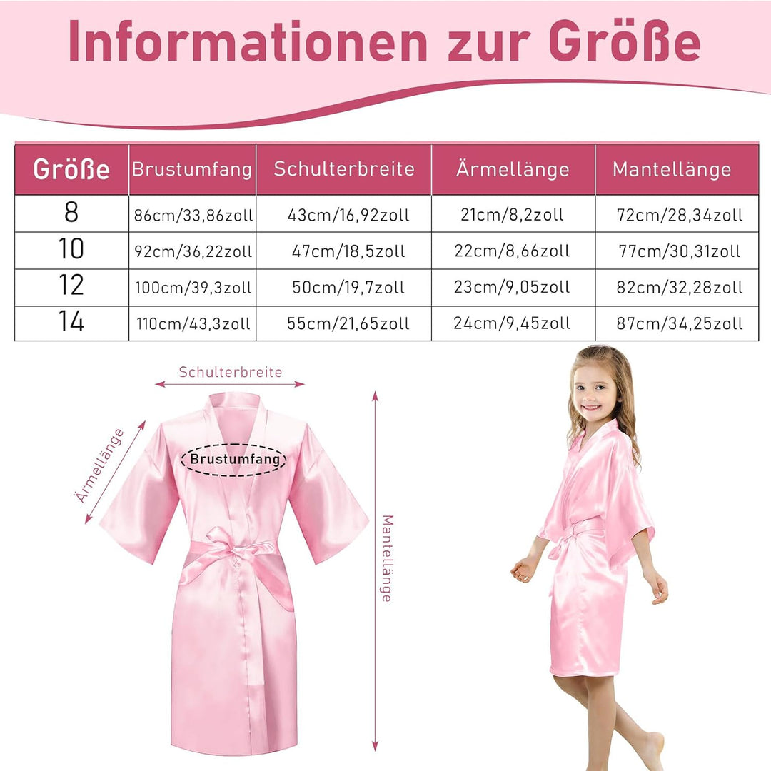 12 Stück Mädchen Seidige Roben Kimono Geburtstag Kinder Spa Party Hochzeit Braut Party Blume Mädchen