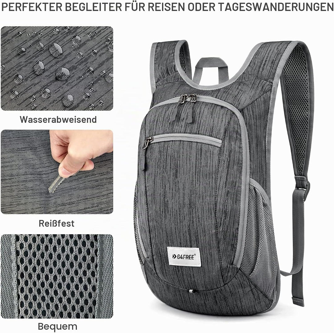 G4Free 10/15/20L Faltbarer Rucksack Klein, Wanderrucksack Leicht, Tagesrucksack Damen Herren für Wan