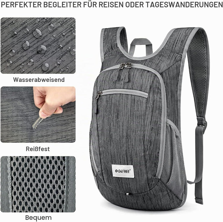 G4Free 10/15/20L Faltbarer Rucksack Klein, Wanderrucksack Leicht, Tagesrucksack Damen Herren für Wan