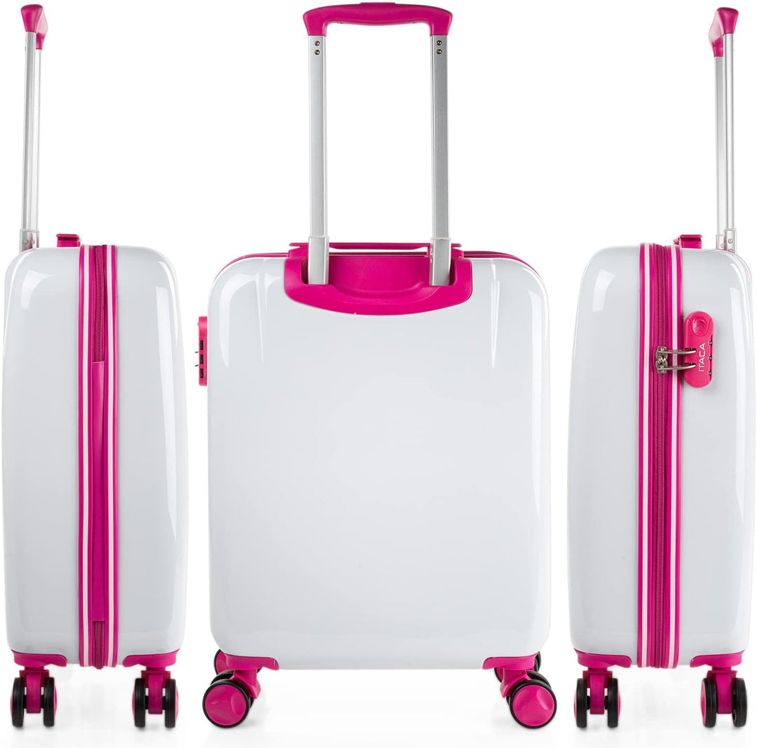 Trolley Handgepäck Cabin Trolley Koffer Reisekoffer Hartschalenkoffer mit Z Blanco-fucsia S + XS, Bl