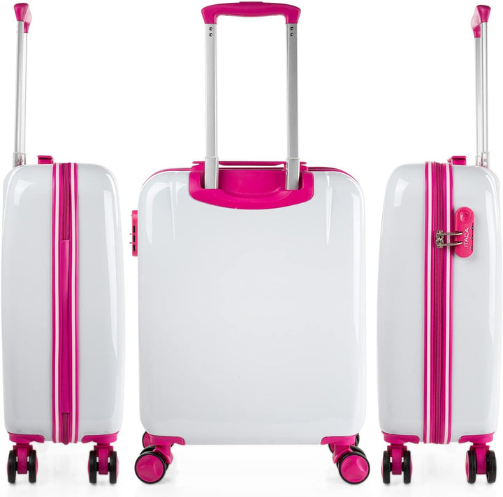 Trolley Handgepäck Cabin Trolley Koffer Reisekoffer Hartschalenkoffer mit Z Blanco-fucsia S + XS, Bl