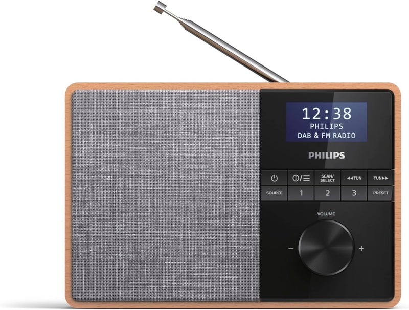 Philips R5505/10 Radio Mit Bluetooth (Holzgehäuse, DAB+/UKW-Radio, 3"-Breitband-Lautsprechertreiber,