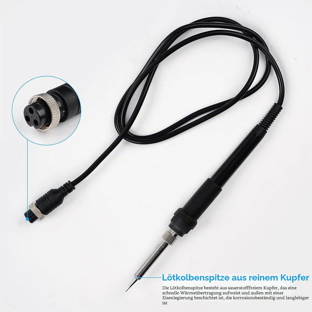 Victool Lötstation, 2 in 1 Heissluft Lötstation Lötkolben Set 8586 mit 3 Luftdüsen, Einstellbare Tem