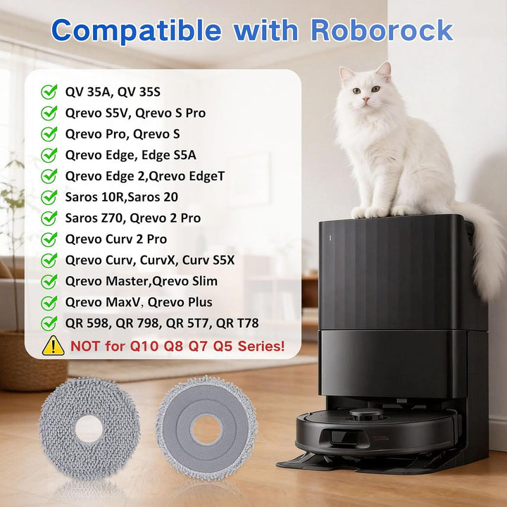VIEWALL 8 Stück Q Revo Wischtücher Wischmopp für Roborock/Qrevo Pro/Qrevo S/Qrevo Curv/Qrevo Slim/Qr