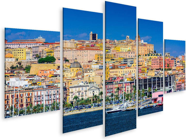 islandburner, Bild Bilder auf Leinwand Cagliari Sardinien Italien Küstenskyline am Mittelmeer Wandbi