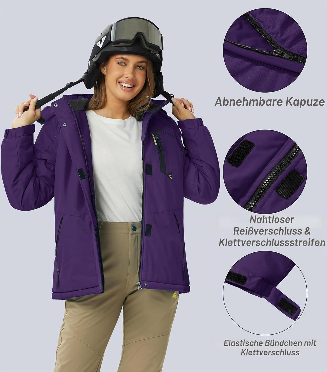 MAGCOMSEN Winterjacke Damen Softshell Funktionsjacke Wasserabweisende Outdoor Ski Jacke Fleece Windd