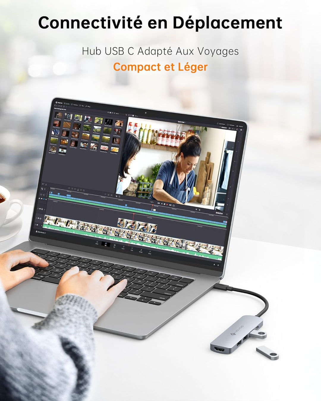 NOVOO 5-in-1 USB-C-Hub, Adapter USB C auf HDMI 4K, Aufladen 100 W PD, USB-C auf USB x 3, USB C Adapt