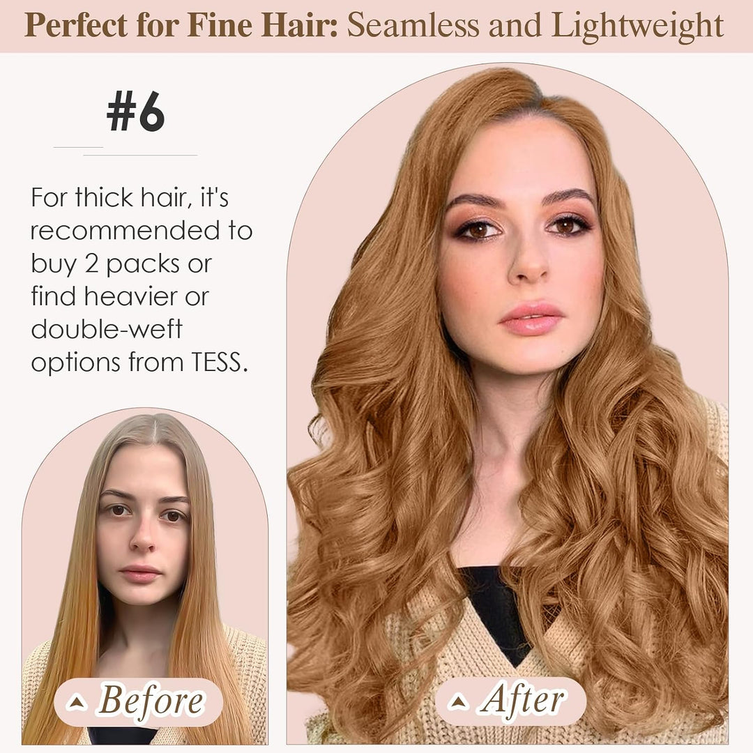 TESS Clip in Extensions Echthaar, 8pcs Clip in Haarverlängerung Remy Echt Haare Natürliche 18 Clips