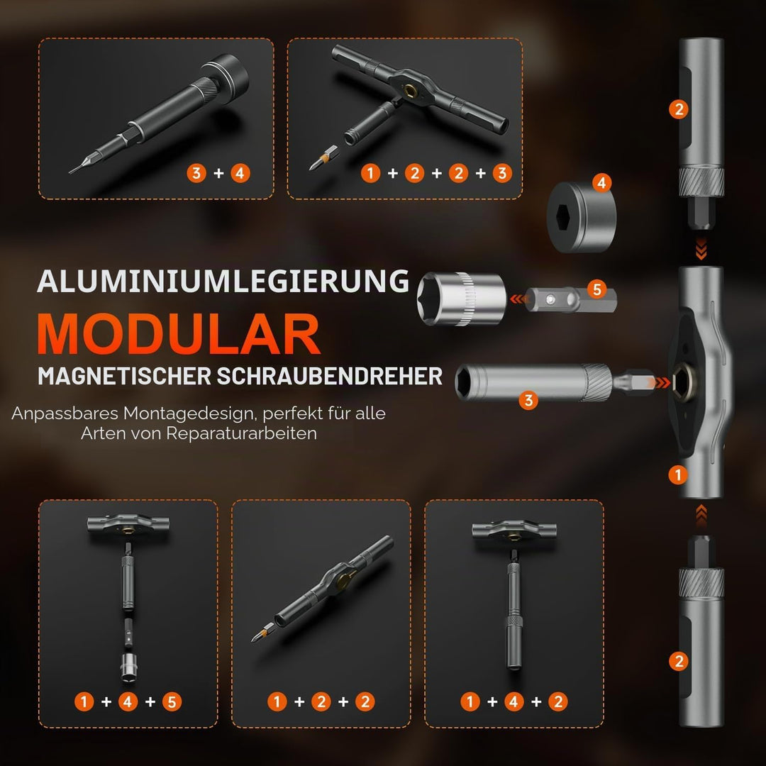 76 in 1 Ratschenschraubendreher set,Schraubendreher Set Magnetisch Mit S2-Stahlbits Multi Bit-Min Sc