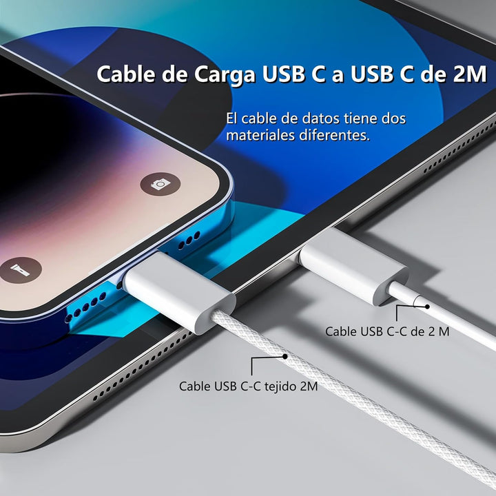 2 Pack 20W USB C Schnellladegerät PD 3.0 für iPhone & iPad + 2m USB-C Schnellladekabel –Handy Ladege
