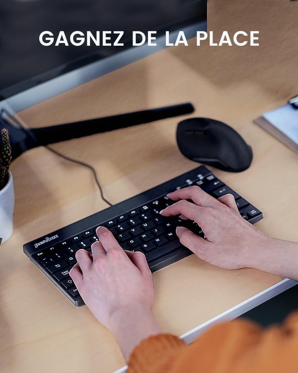 perixx PERIBOARD-326, Mini-Tastatur, kabelgebunden, Hintergrundbeleuchtung, leise, für Windows, AZER
