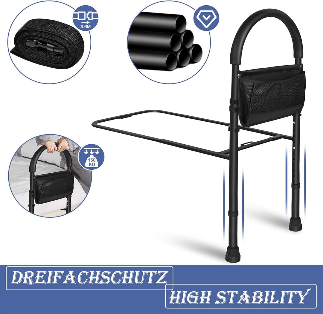 LARS360 Sichere Bettgitter mit PVC Lagerung Tasche und Unterstützung Beine, Faltbare Bettgitter Raus