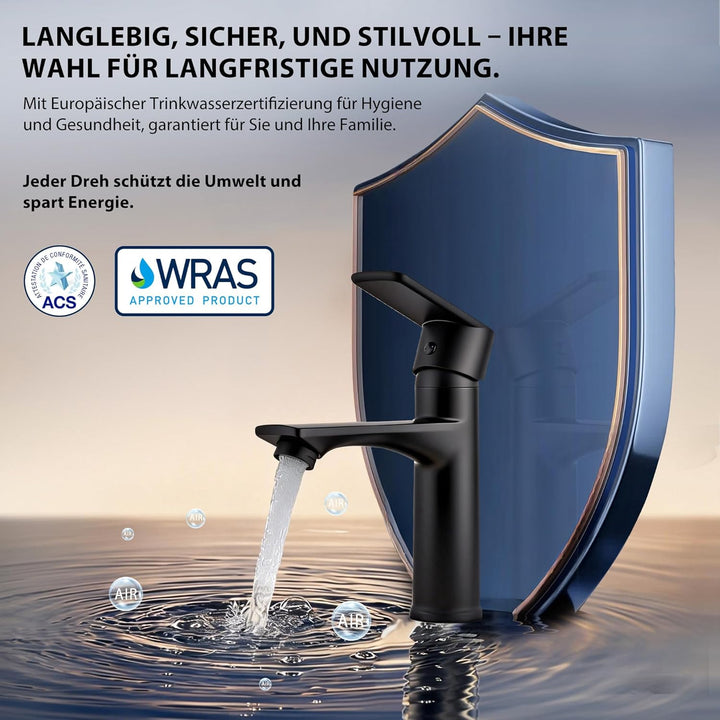 HOMELODY Wasserhahn Bad Schwarz Waschtischarmatur Mischbatterie Bad Armatur Badezimmer Waschbeckenar