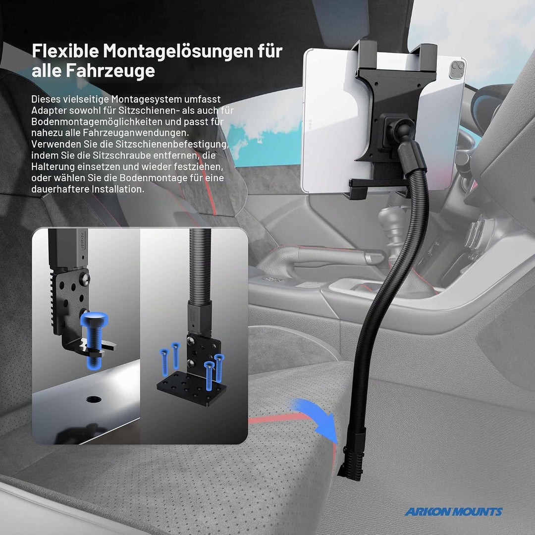 Arkon – Halterung für Autositzschiene oder Boden-Tablethalterung mit 56 cm langem Arm für iPad Pro,
