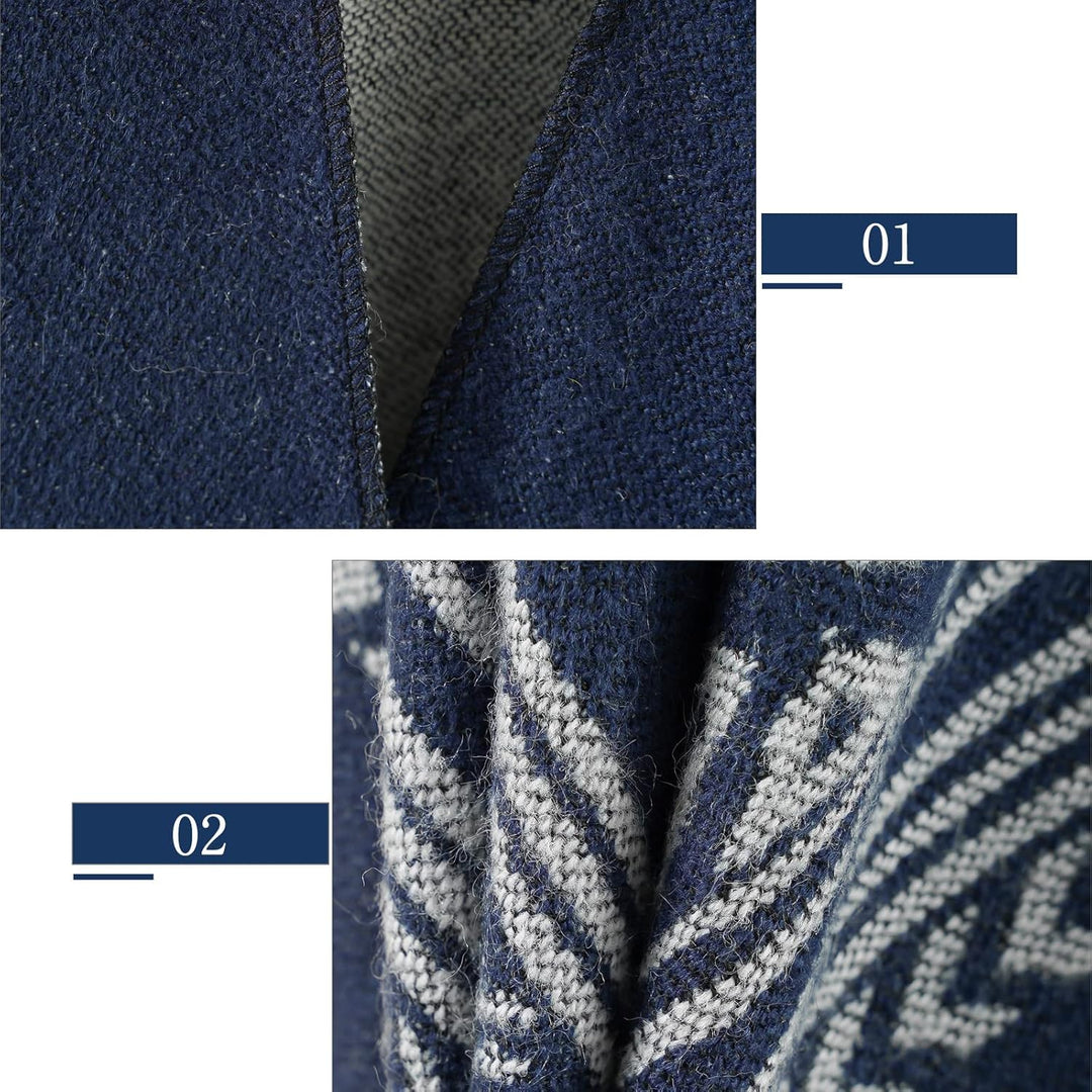 Superora Damen Poncho Cape Umhängetuch Stola Strick-Pullover Karierte Deckenschal Sweatshirt Schal m