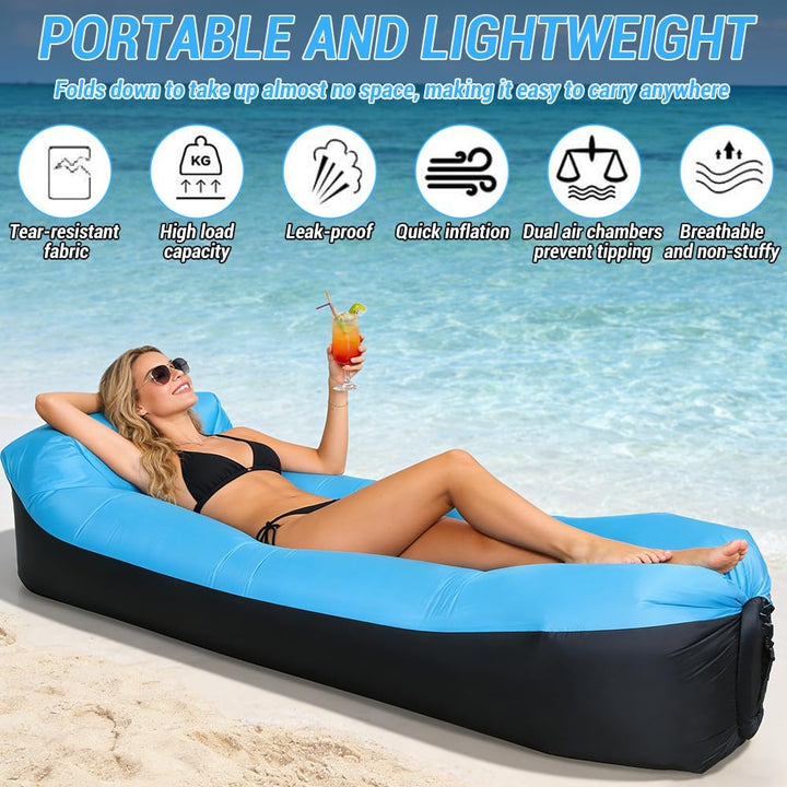 Aufblasbares Sofa 230×70cm, Luftsack mit Portable Paket, Tragbares Aufblasbare Liege, Air Lounger, S