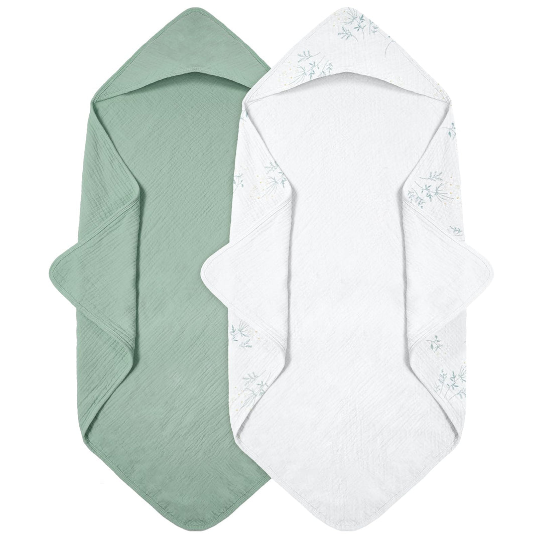 Kapuzenhandtuch Baby 2er-Pack, Musselin Baumwolle Baby Handtuch Kapuze, Ultraweiche und Saugfähige B