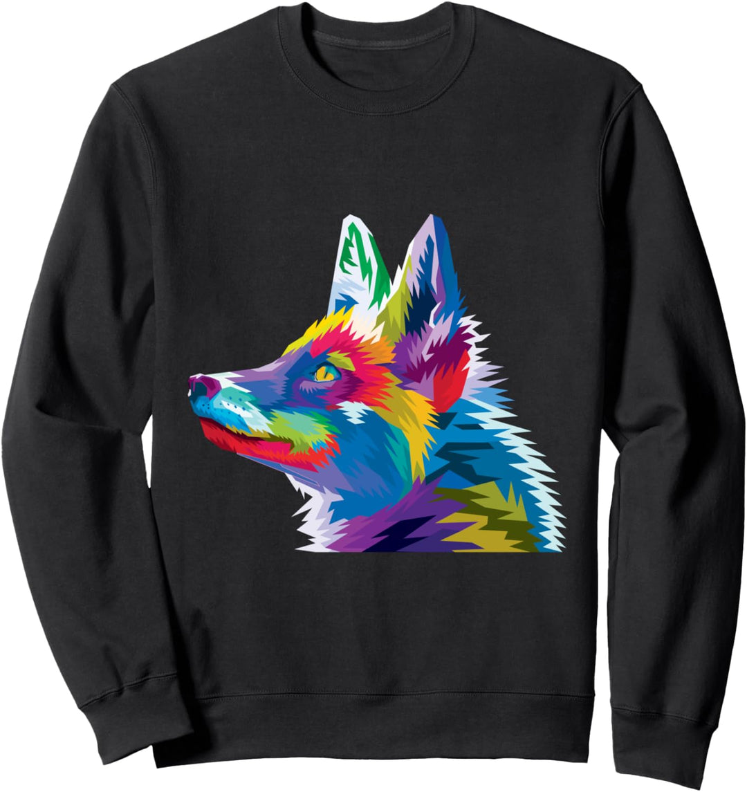 Colorful Fox Cute Geometric pop art style Gift Idea Sweatshirt