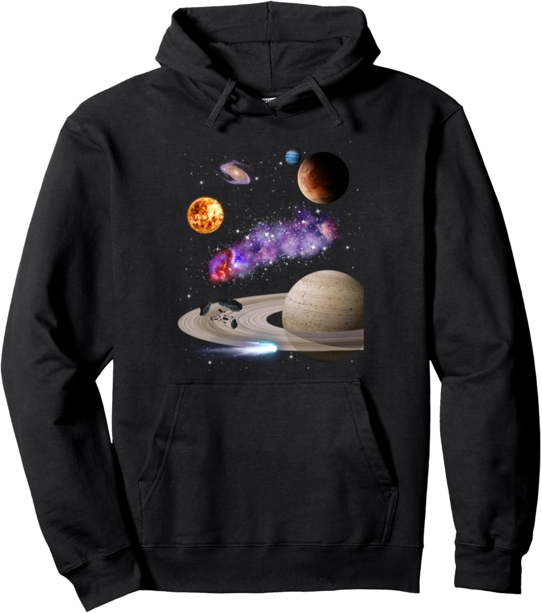 Weltraum Universum Motiv Planeten Sonne Sonnensystem Galaxie Pullover Hoodie