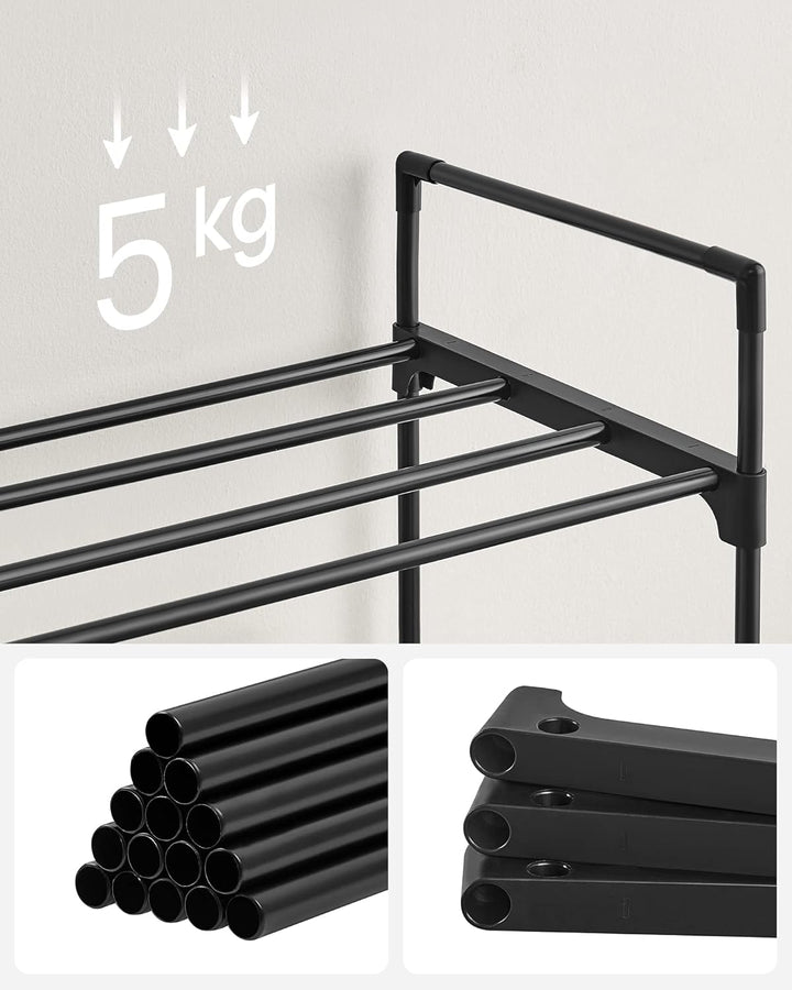 SONGMICS Schuhregal 3 Ebenen, Schuhständer Metall, Schuhaufbewahrung, Schuh-Organizer für 12-15 Paar