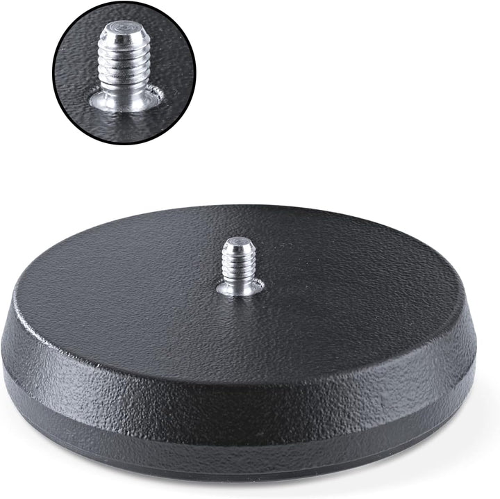 K&M 23220 Tischstativ - Gussrundsockel mit Trittschalldämpfung Schwarz – Stahl mit 4,5 cm Höhe – 3/8