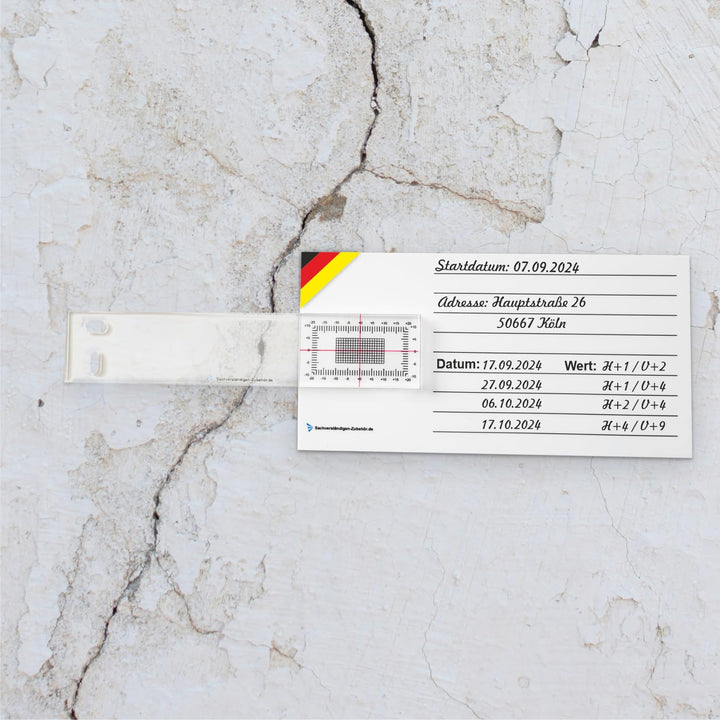 Sachverständigen-Zubehör® Rissmonitor als [Profi Messgerät] 2er Set | transparente Messlehre | Spalt