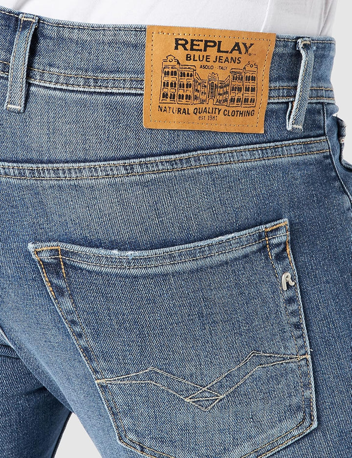 REPLAY Herren Grover Jeans, 33W / 32L 9 Medium Blue
