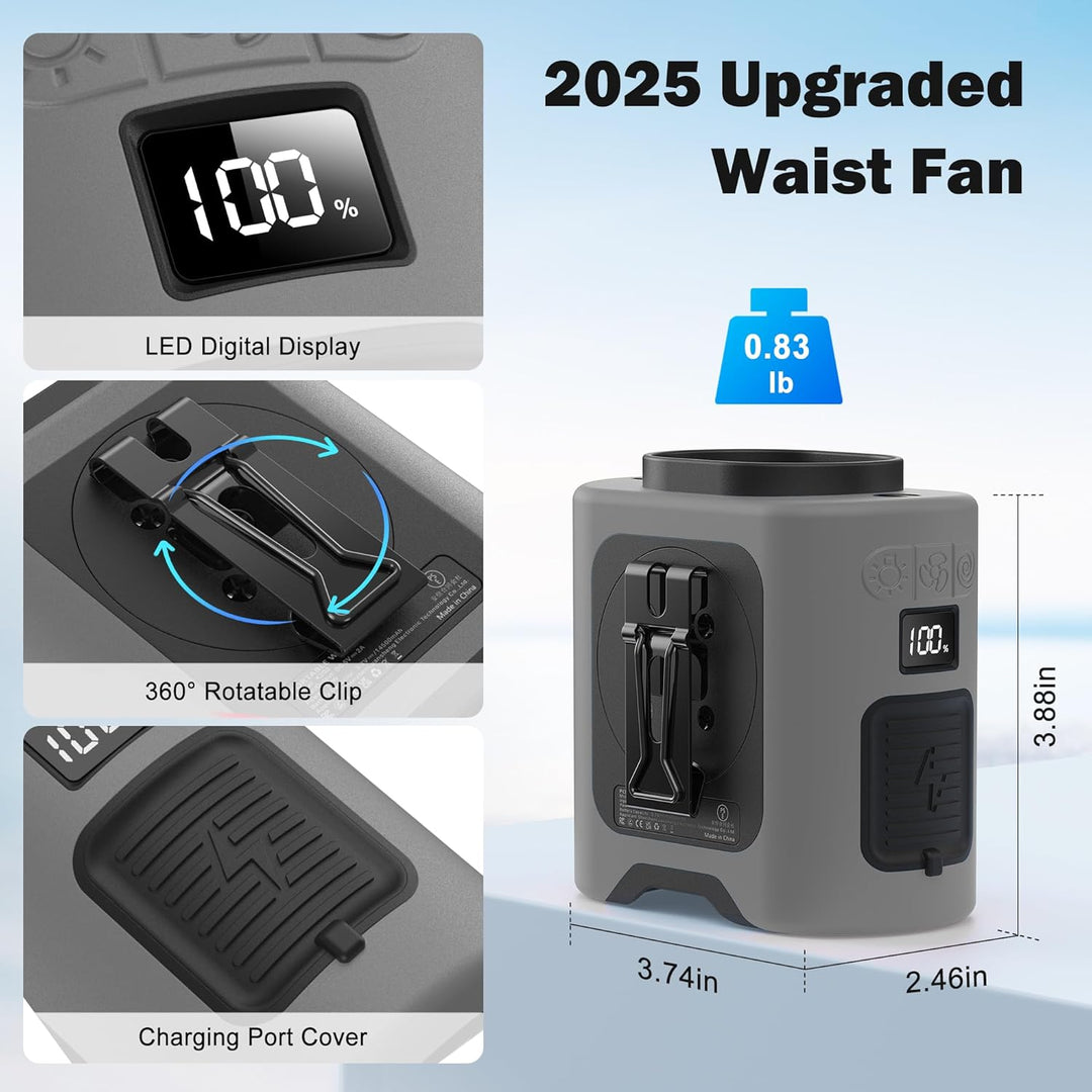 KITWLEMEN 14500mAh Tragbarer Wasit-Ventilator, Wiederaufladbarer persönlicher Clip Ventilator mit Gü
