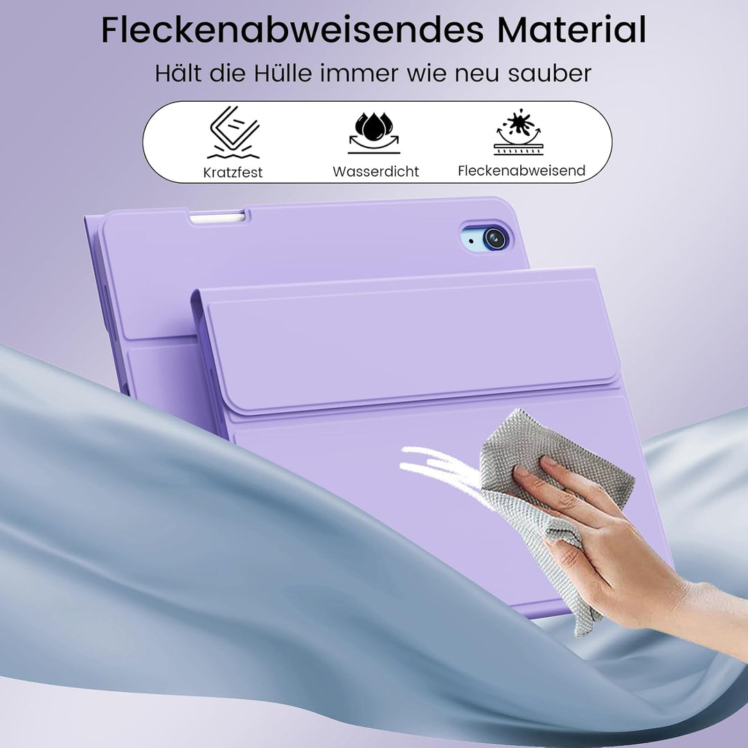Hülle mit Tastatur für iPad 11/10 Generation mit Stifthalter, Magnetisch Abnehmbare Kabellose Blueto